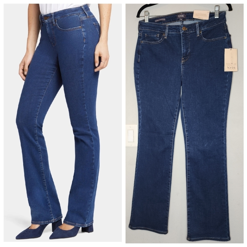 NWT NYDJ‎ Barbara Bootcut Jeans women's size 8 stretch denim darkwash quinn